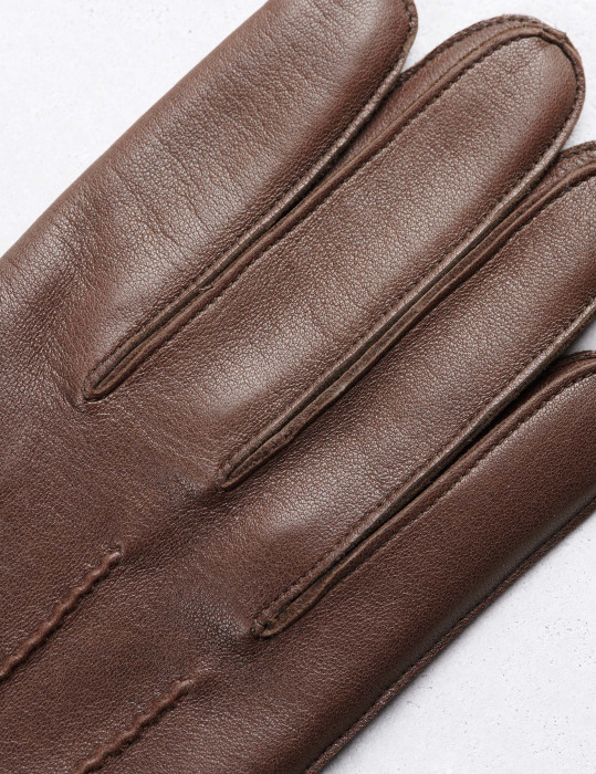 Gants Tactiles Homme Cuir Marron & Gris- Traclet Reference : 9859